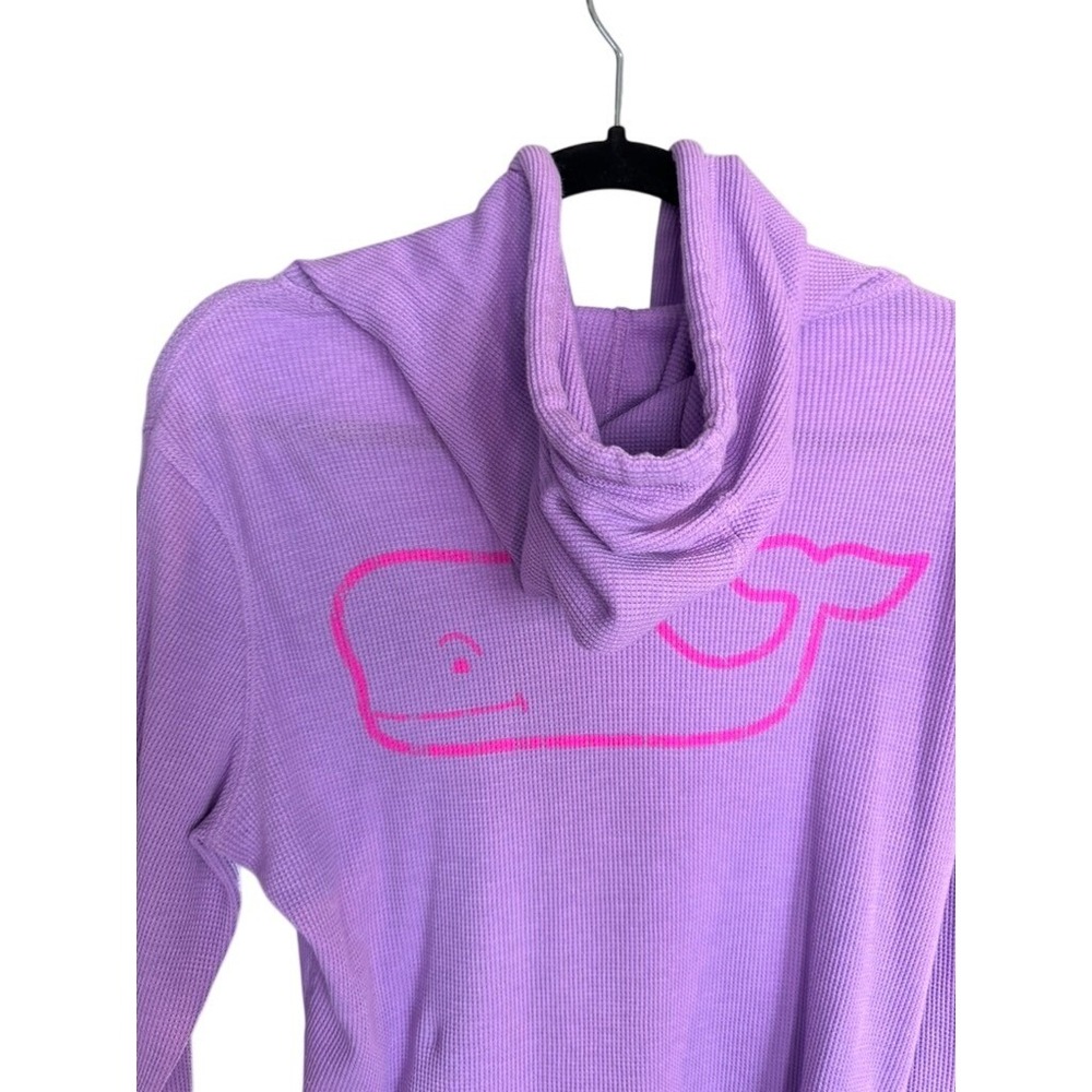 Vineyard Vines Womens Purple Waffle Knit Whale Logo Pullover Hoodie Size M - Picture 6 of 8